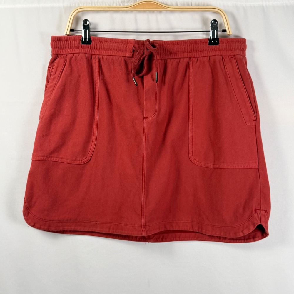 Athleta Farallon Skirt‎ Womens L Red Cotton Stretch Pull On Drawstring Pockets